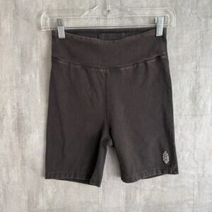 Free People Movement Biker Shorts Women S Black/Brown Minimalist Gym Yoga Cotton